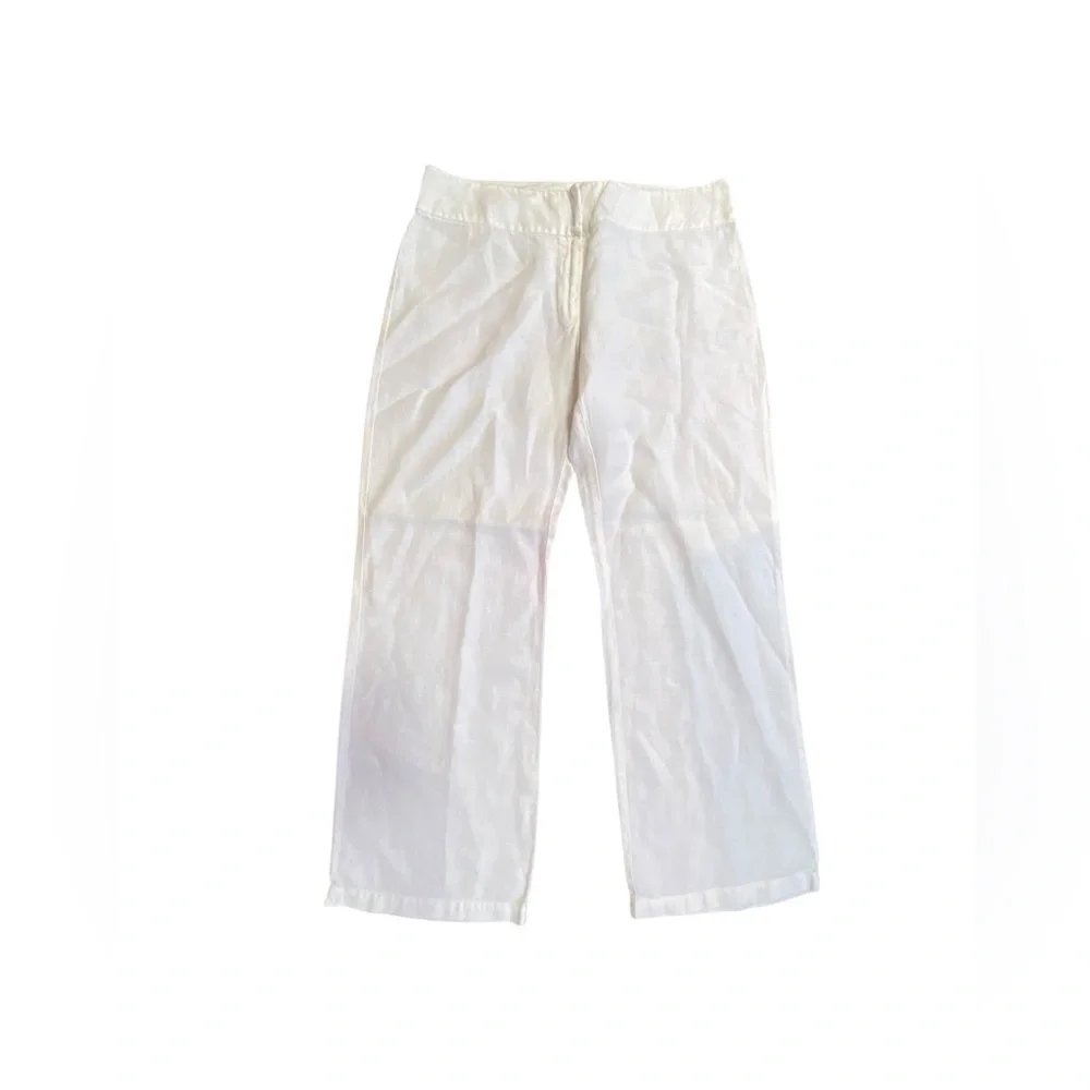 NWOT Eileen Fisher Linen White Wide Leg Flat Front Trousers 10